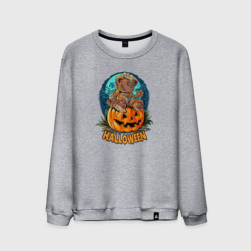 Мужской свитшот Мишка на тыкве / Меланж – фото 1