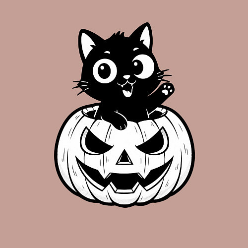 Мужской свитшот Котенок в тыкве / Пыльно-розовый – фото 3