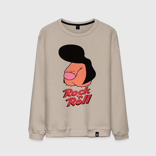 Мужской свитшот Логотип rock n roll мем / Миндальный – фото 1