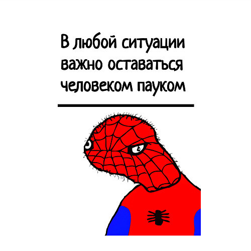 Мужской свитшот В любой ситуации человек-паук мем / Белый – фото 3