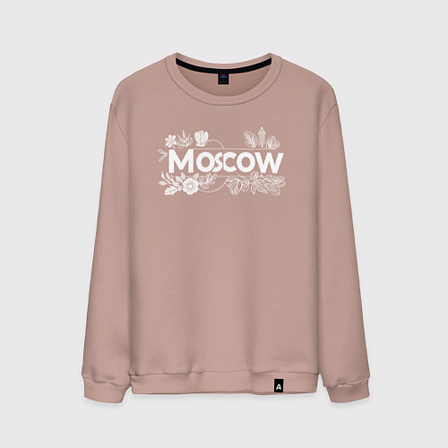 Мужской свитшот Москва в цветах / Пыльно-розовый – фото 1