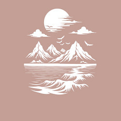 Свитшот хлопковый мужской Пейзаж с горами и морем, цвет: пыльно-розовый — фото 2