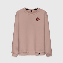 Свитшот хлопковый мужской На бога надейся черно-красный орнамент, цвет: пыльно-розовый