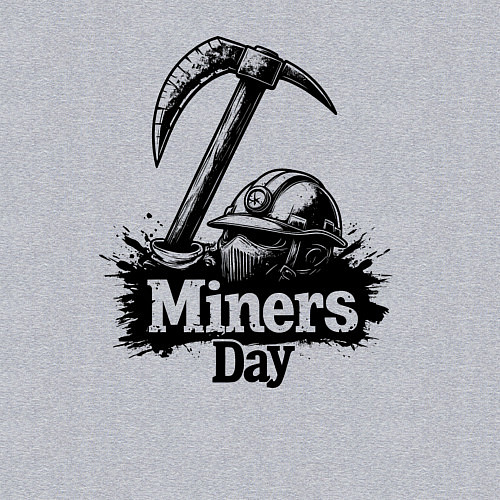 Мужской свитшот День шахтера шлем и кирка / Меланж – фото 3