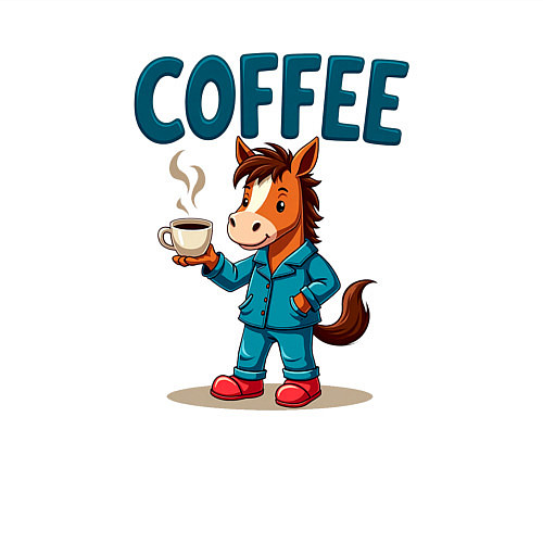 Мужской свитшот Кофе с лошадью / Белый – фото 3