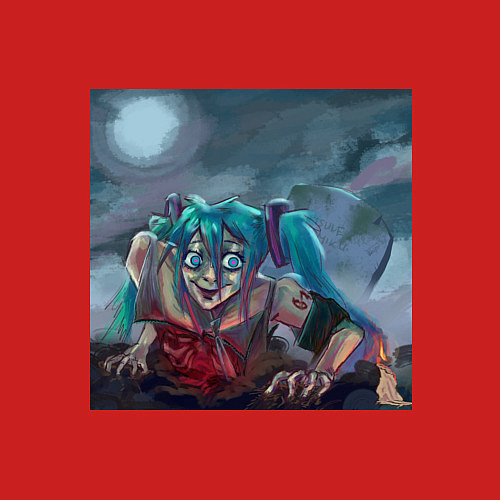 Мужской свитшот Halloween Miku zombie / Красный – фото 3