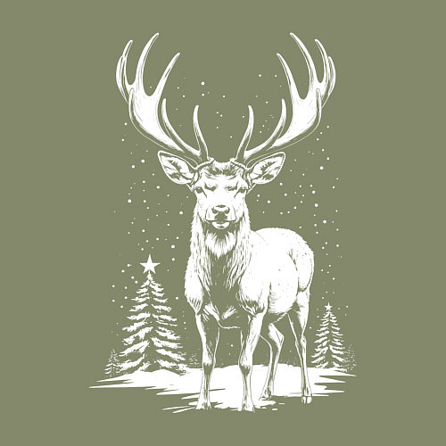 Мужской свитшот Зимний олень / Авокадо – фото 3