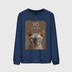 Свитшот хлопковый мужской Yo - Im Sphynx, цвет: тёмно-синий