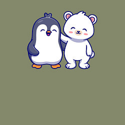 Свитшот хлопковый мужской Пингвин и белый медведь, цвет: авокадо — фото 2