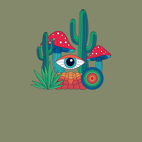 Мужской свитшот Психоделика с глазом / Авокадо – фото 3