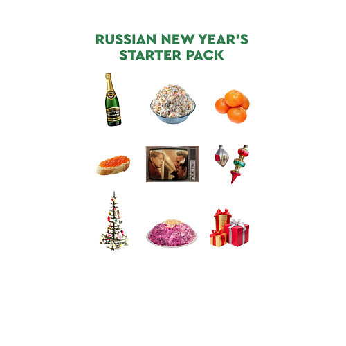 Мужской свитшот Russian new years starter pack / Белый – фото 3