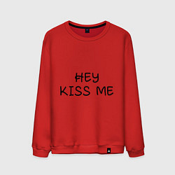 Свитшот хлопковый мужской Hey kiss me, цвет: красный