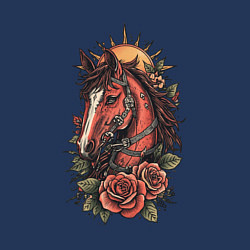 Свитшот хлопковый мужской Красный конь с розами, цвет: тёмно-синий — фото 2
