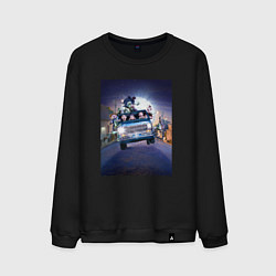 Свитшот хлопковый мужской Семейка Аддамс в машине, цвет: черный
