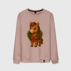 Мужской свитшот Маленькая милая лошадка в городе