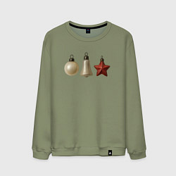 Свитшот хлопковый мужской Ретро новогодние игрушки, цвет: авокадо