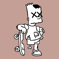 Свитшот хлопковый мужской Bart Simpsons Zombie, цвет: пыльно-розовый — фото 2
