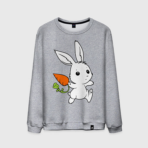Мужской свитшот Зайка с морковкой / Меланж – фото 1