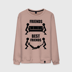 Свитшот хлопковый мужской Best friends, цвет: пыльно-розовый