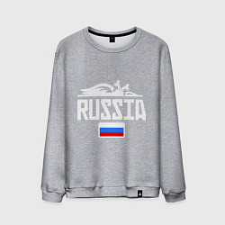 Свитшот хлопковый мужской Russia, цвет: меланж