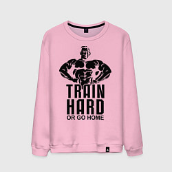 Свитшот хлопковый мужской Train hard or go home, цвет: светло-розовый