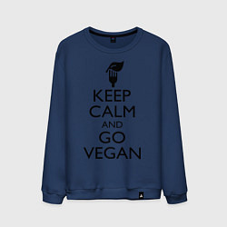Свитшот хлопковый мужской Keep Calm & Go Vegan, цвет: тёмно-синий