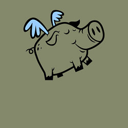 Свитшот хлопковый мужской Крылатый поросёнок, цвет: авокадо — фото 2