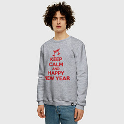 Свитшот хлопковый мужской Keep Calm & Happy New Year, цвет: меланж — фото 2