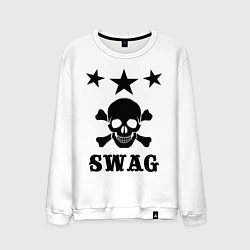 Свитшот хлопковый мужской SWAG Skull, цвет: белый