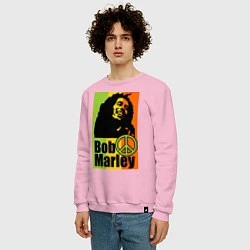 Свитшот хлопковый мужской Bob Marley: Jamaica, цвет: светло-розовый — фото 2