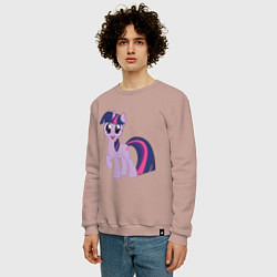 Свитшот хлопковый мужской Пони Сумеречная Искорка, цвет: пыльно-розовый — фото 2