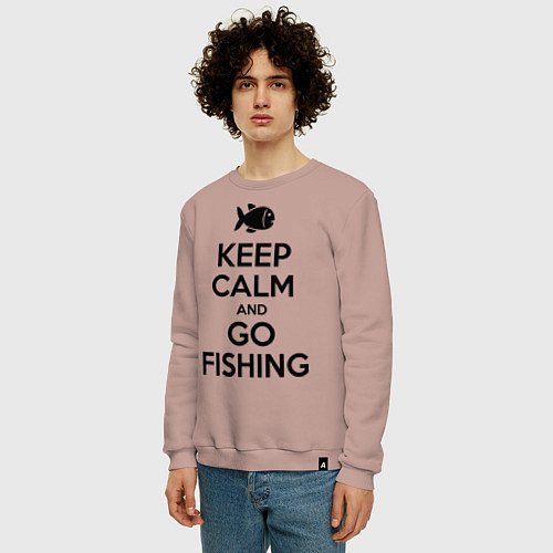 Мужской свитшот Keep Calm & Go fishing / Пыльно-розовый – фото 3