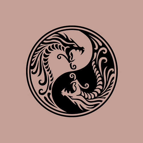 Мужской свитшот Два дракона Инь Янь / Пыльно-розовый – фото 3