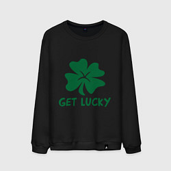 Свитшот хлопковый мужской Get lucky, цвет: черный