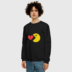 Свитшот хлопковый мужской I love Packman, цвет: черный — фото 2