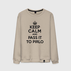 Свитшот хлопковый мужской Keep Calm & Pass It To Pirlo, цвет: миндальный