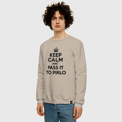 Свитшот хлопковый мужской Keep Calm & Pass It To Pirlo цвета миндальный — фото 2