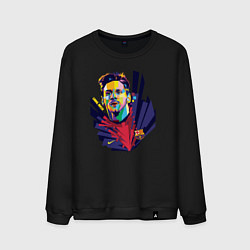 Свитшот хлопковый мужской Messi Art, цвет: черный