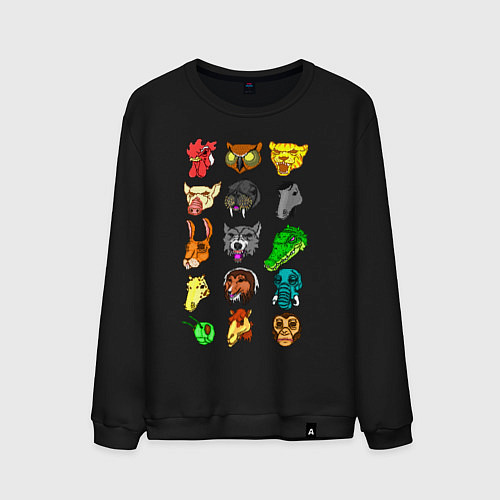 Мужской свитшот Hotline Miami Masks / Черный – фото 1