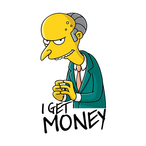 Мужской свитшот Mr. Burns: I get money / Белый – фото 3