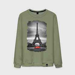 Свитшот хлопковый мужской Эйфелева башня, цвет: авокадо