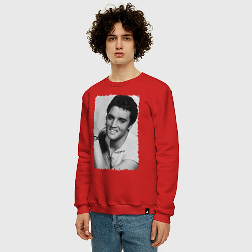 Мужской свитшот Улыбка Элвиса / Красный – фото 3