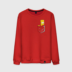 Свитшот хлопковый мужской Карманный Барт, цвет: красный
