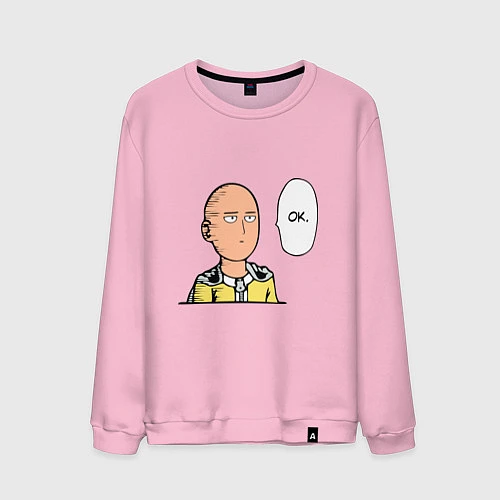 Мужской свитшот One Punch Man: OK / Светло-розовый – фото 1