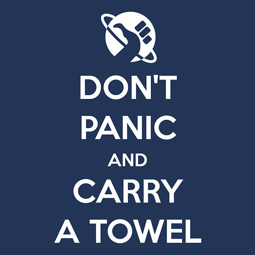 Мужской свитшот Dont panic & Carry a Towel / Тёмно-синий – фото 3