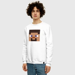 Свитшот хлопковый мужской Minecraft: Man Face, цвет: белый — фото 2