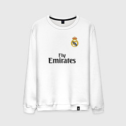 Свитшот хлопковый мужской Real Madrid: Fly Emirates, цвет: белый