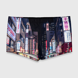 Мужские плавки Ночной Токио, цвет: 3D-принт