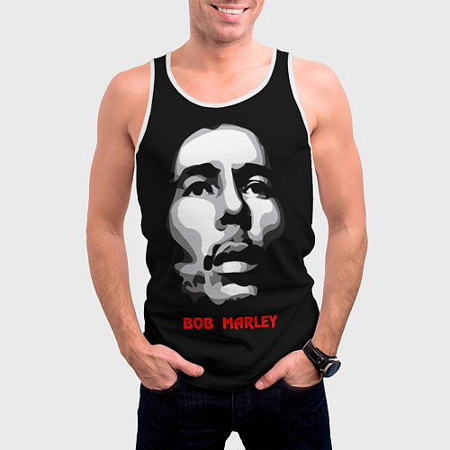 Мужская майка без рукавов Bob Marley Face / 3D-Белый – фото 3