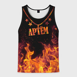 Майка-безрукавка мужская Артём - кулон на цепи в огне, цвет: 3D-черный